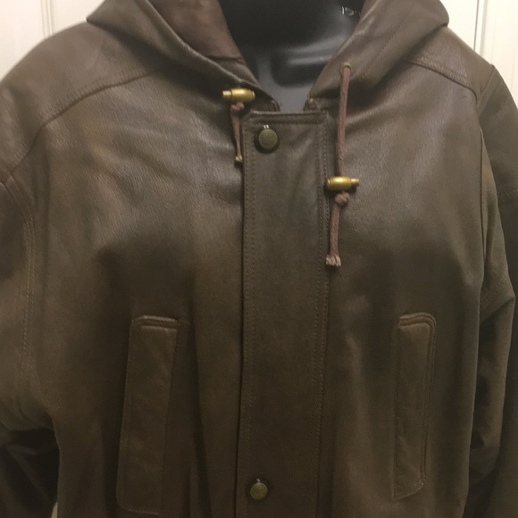 Vintage leather hooded quarter length jacket. - Picture 2 of 8